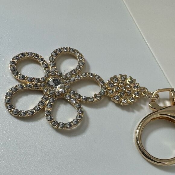 Crystal Flower Keychain Charm -  Gold Accent - Picture 5 of 5